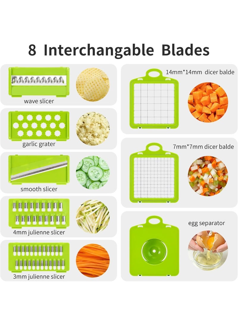 All-in-One 14-in-1 Veggie Chopper – Vegetable Slicer, Dicer and Onion Chopper with Container and Colander Basket for Salad, Potatoes, Carrots and Garlic - Image 2